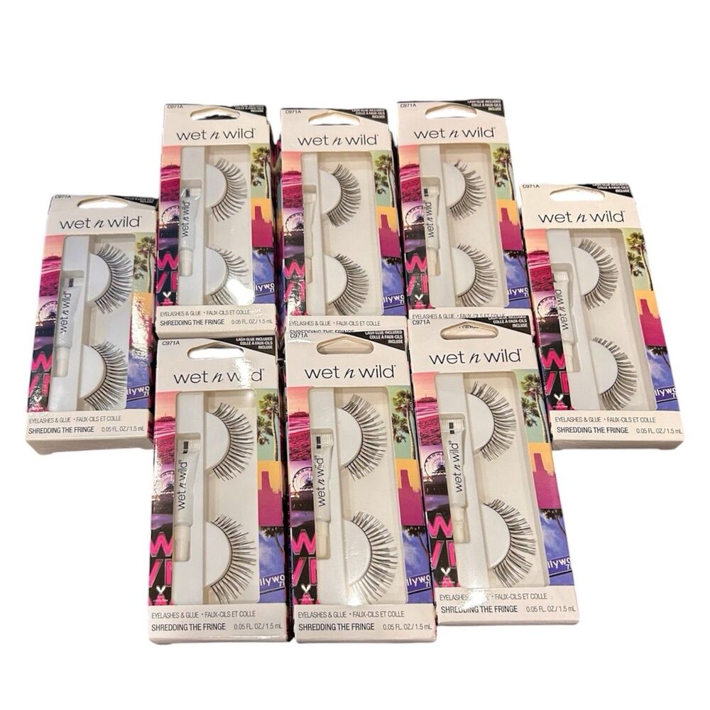 8x Wet n Wild Shredding The Fringe False Eyelashes & Glue C971A